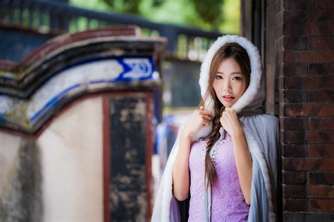 4K 5K 6K Asian Dress Bokeh Glance Brown Haired Model HD