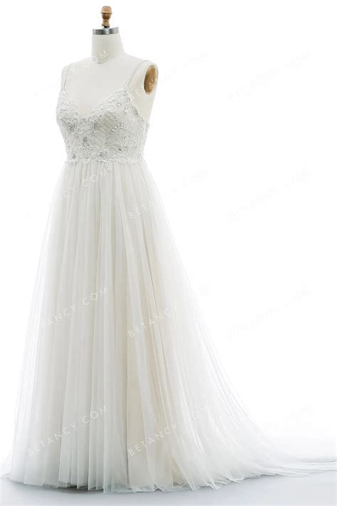 Beaded Lace and Tulle Wholesale Plus Size Wedding Dress - BETANCY
