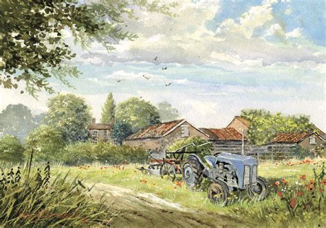 Tractor And Farmyard Scene Birthday Card Little Card Company