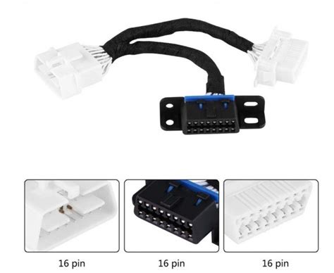 Obd Ii Splitter Y Cable1 Male To 2 Female Obd2 Full 16 Pin Pass Through Car Replacement