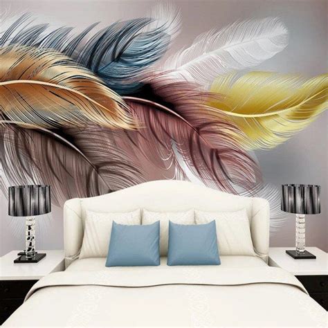 Mural De Plumas Creativo De Papel Pintado Con Foto D Personalizado