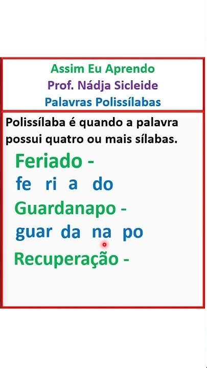 O Que É Palavra Polissilaba - 🌟O que é Palavra Polissílaba #shorts🌟 - YouTube