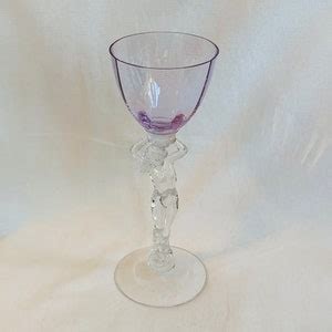Cambridge Glass Statuesque Nude Martini Or Claret Wine With Heatherbloom Purple Bowl Etsy