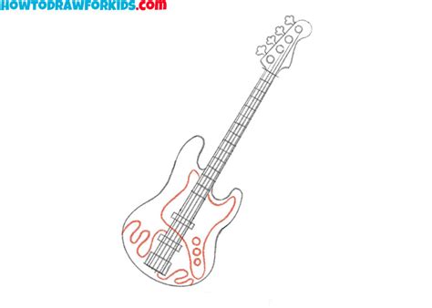 how to draw a bass guitar