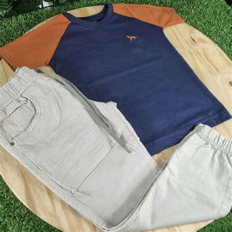 Cal A Jogger Nude Camiseta Azul Laranja Infantil Lojinha Da Vivi Roupas Cal Ados E