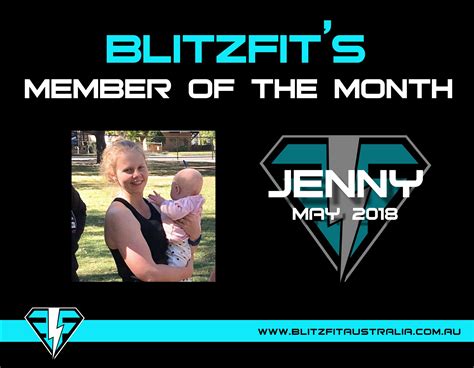 Congratulations to the lovely Jenny for being awarded Blitzfit’s Member