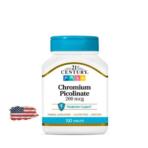 Хром пиколинат 21ST CENTURY® Chromium Picolinate 200 мкг - 100 таблеток ...