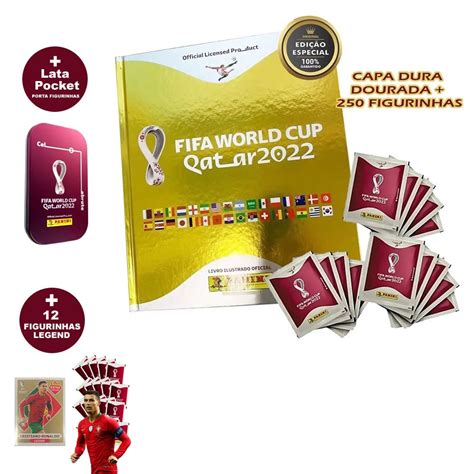 Kit Album Dourado Copa Envelopes Legend Lata No Shoptime