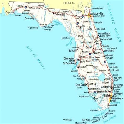 Florida Map With Cities Labeled East Coast