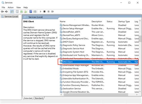 enable  disable dns client service metrovpn