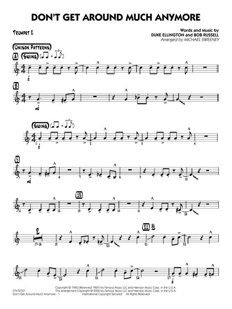 Don T Get Around Much Anymore Arr Michael Sweeney Trumpet Sheet