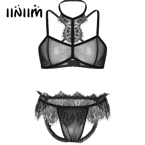 Billionm Mens Sissy Exotic Set See Through Sheer Lace Lingerie Sissy Crossdresser Costume Bra
