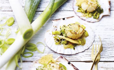 Saint Jacques Aux Poireaux Et Tuile Au Parmesan Recette Cuisine