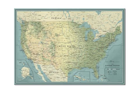 US Poster Travel Map with Push Pins | Premium Quality