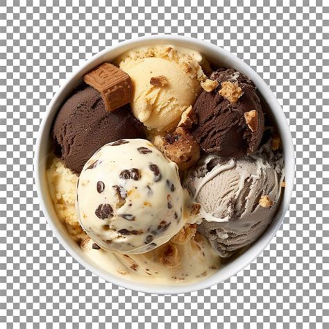 Premium Psd Tasty Ice Cream Bowl With Cookies And Brownies Isolated