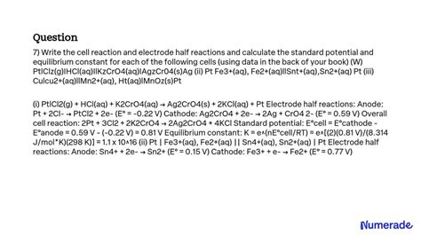 VIDEO Solution Write The Cell Reaction And Electrode Half Reactions