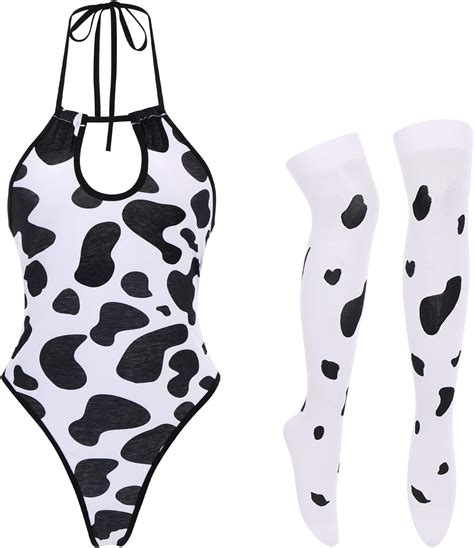 Buy Imekis Women S Sexy Anime Cow Maid Costume Teddy Lingerie Set Lolita Japanese Cosplay Mini
