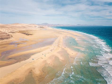 Sotavento Beach At High Tide Fuerteventura Canary Islands Aerial