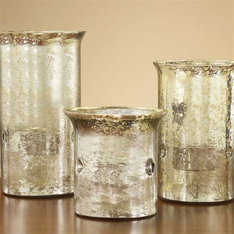 Set Of Three Mercury Glass Candle Holders Traditional