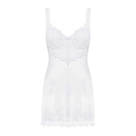 Obsessive Amor Blanco Chemise And Thong White