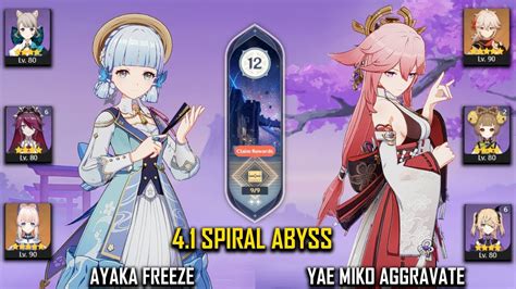 Gic R Ayaka Freeze And C Yae Miko Aggravate Spiral Abyss