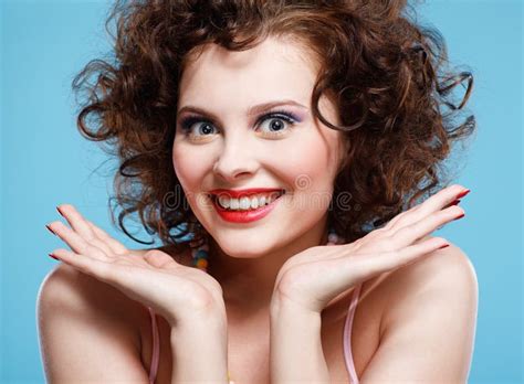 Curly Brunette Girl Stock Image Image Of Happiness Face 18766795