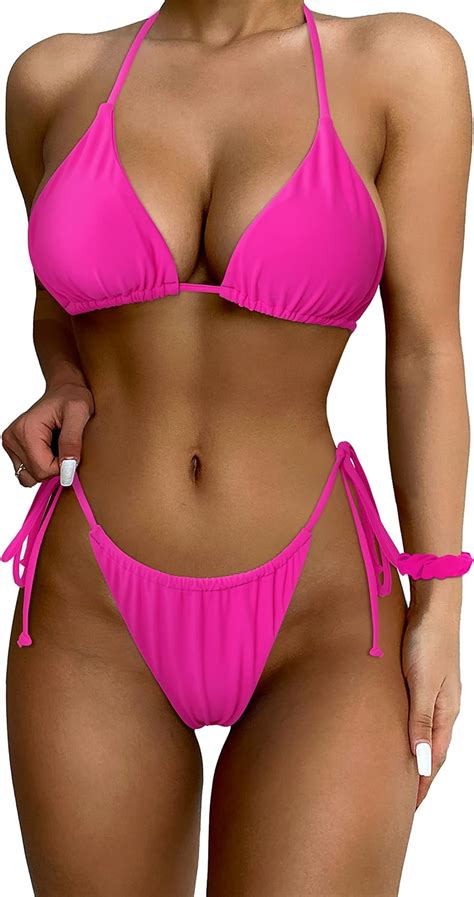 Buy Suuksess Women String Bikini Set Tie Side Thong Sexy Halter Swimsuits Pieces Online At