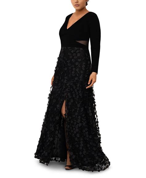 Xscape Synthetic Plus Size 3d Floral Appliqué Gown In Black Save 40