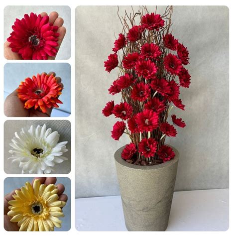 Flores Artificial Em Atacado - ATACADO Gérberas Artificiais Realistas – Flores em Tecido Para Arranjos ...