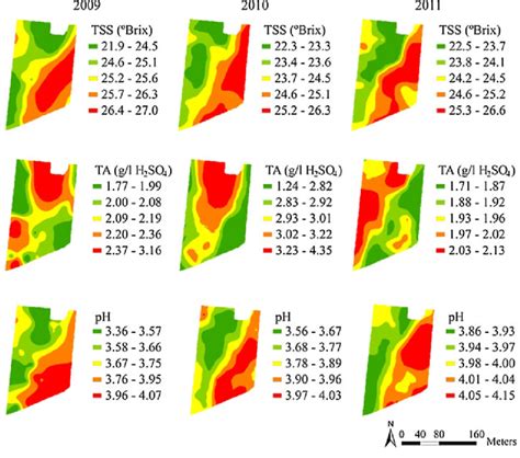 Maps Obtained For Total Soluble Solids TSS Titratable Acidity TA