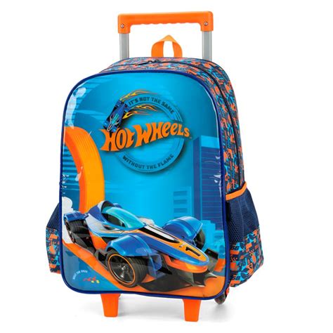 Kit Mochila Rodinha Hot Wheels Lancheira Estojo Azul Shop Macrozao