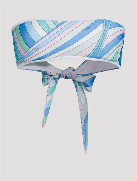PUCCI Bandeau Bikini Top In Iride Print Holt Renfrew
