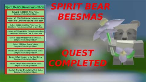 Completed Spirit Bear Beesmas Quest Roblox Bee Swarm Simulator YouTube