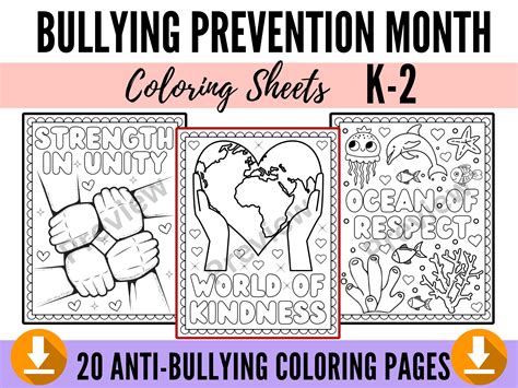 National Bully Prevention Month Coloring Pages Anti Bullying