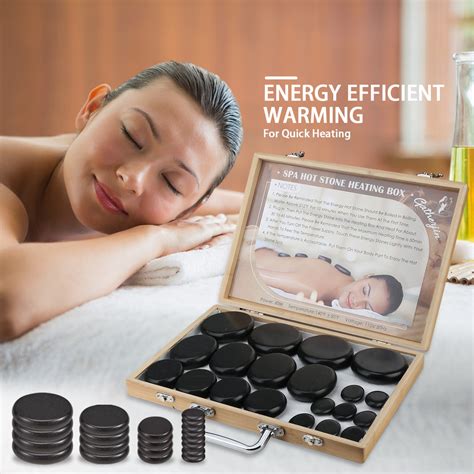 LOCAL 20 Piece Spa Hot Stone Set Box Energy Caryophyllo Constant Temperature Heating Box