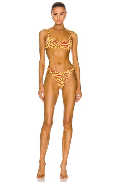 The Attico Zebra Print Bikini Set In Sun Grancanion Fwrd