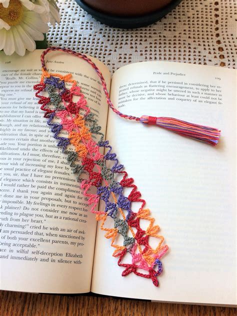 Crochet Bookmark, Multi Colored Bookmark, Tasseled Bookmark, Book Club ...