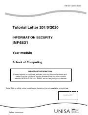 TUT201 INF4831 Ass 01 Memo 2020 Pdf INF4831 201 0 2020 Tutorial
