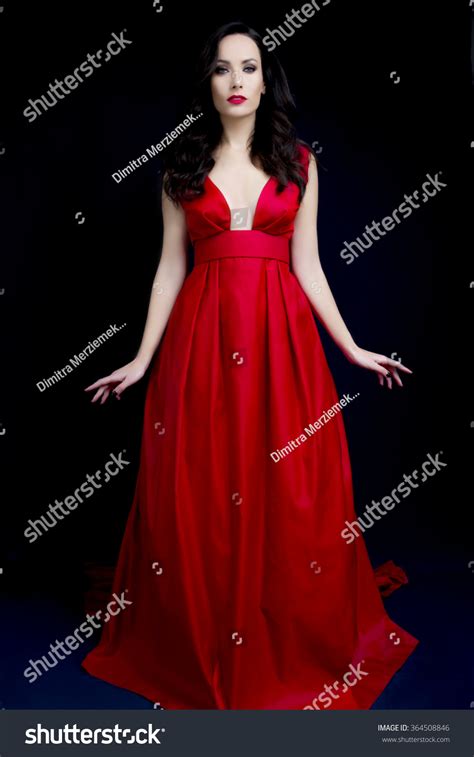 Beautiful Sexy Brunette Red Low Cut Stock Photo Shutterstock