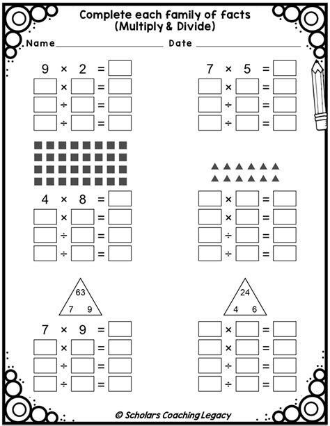 Fact Families Multiplication Division Worksheet Math Problems