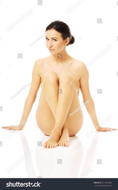 Front View Nude Woman Sitting Propping Stock Photo Shutterstock