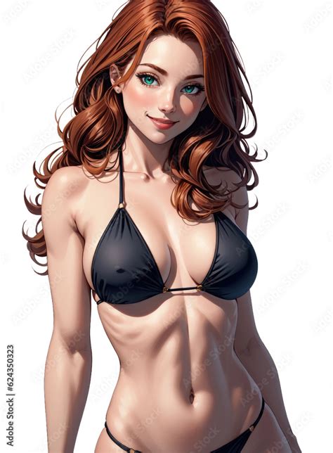 Cute Sexy Woman In Bikini Swimsuit Png Illustrations Isolated Transparent Background Anime