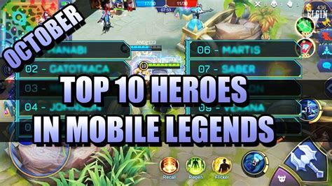 TOP 10 HEROES IN MOBILE LEGENDS FOR OCTOBER YouTube