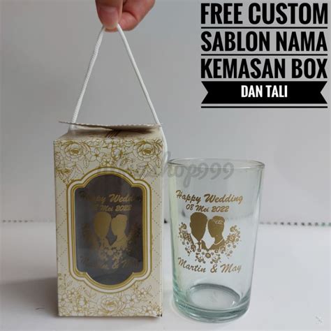 Jual Souvenir Gelas H Free Sablon Nama Dan Kemasan Box Shopee Indonesia