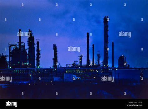 Oil Refinery At Dusk Edmonton Alberta Canada Stock Photo Alamy