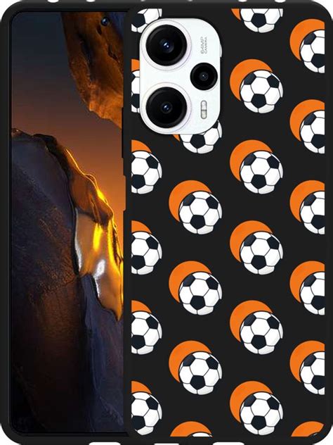 Cazy Hoesje Zwart Geschikt Voor Poco F Soccer Ball Orange Bol