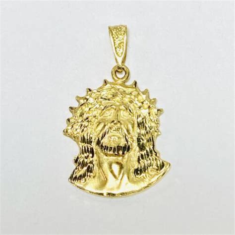 K Yellow Gold Diamond Cut Jesus Christ Face Head Gem