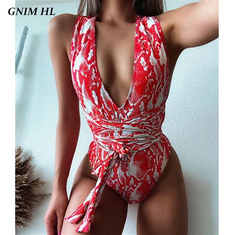 Jual PREORDER Pakaian Renang Wanita Satu Potong GNIM Bikini Kerah V Dalam Mujer 2020 Baju Renang