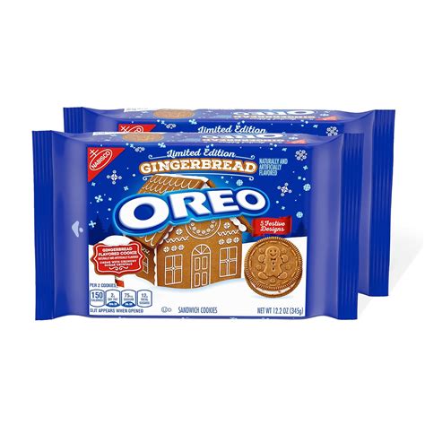 Limited Edition OREO Gingerbread Holiday Sandwich Cookies - 2 Packs in