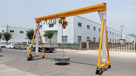 Work Show Of Portable Gantry Crane With Electric Chain Hoist Youtube